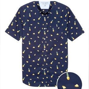 NWT Banana Republic Slim-Fit Luxe Poplin Print Shirt 🍍